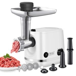 AFRA 1200W Meat Grinder – 3 Cutting Discs, SS Blade, Sausage & Kibbeh Kit – AF-1200MGWT