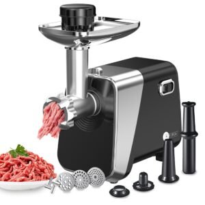 AFRA 1800W Meat Grinder – 2kg Capacity, Stainless Steel Blade, Kibbeh & Sausage Kit – AF-1800MGBK