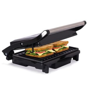 AFRA 750W Panini & Sandwich Maker – Non-Stick Grill Plates, Oil Tray, Stainless – AF-7520PMSS