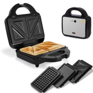 AFRA 3-in-1 750W Sandwich Maker – Detachable Non-Stick Plates: Grill, Waffle, Sandwich – AF-8023SMSS