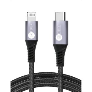 AFRA USB Charging Cable AF-0006PDTC – 3A 20W, Nylon-Braided, Type-C to iPhone Lightning, 1m